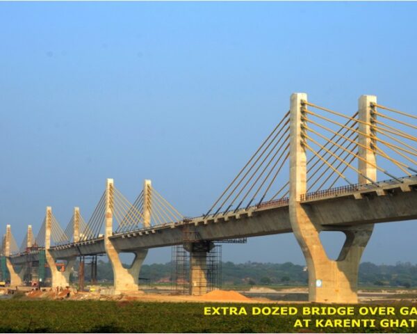 1272m Extradosed Bridge over River Ganga at Karenti Ghat, UP