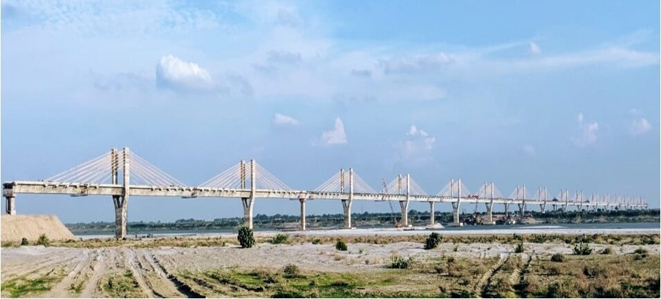 2544 m Long Extra Dosed Bridge over river Ganga, Ballia 